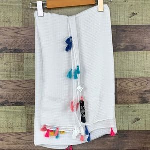 SIM Summer Lg Scarf/Wrap w Tassels - Semi Sheer